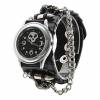 Unisex Skeleton Analog Quartz Wrist Watch with Black Leather Band and Chains (OEM) (BULK) Unisex Skeleton Analog Quartz Wrist Watch with Black Leather Band and Chains (OEM) (BULK)